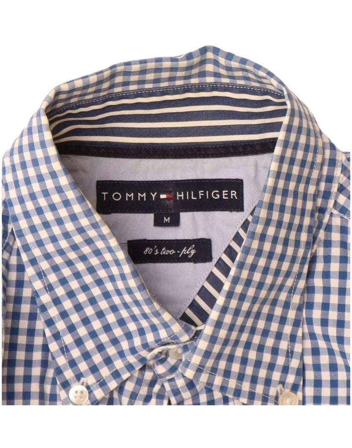 Camicia a quadri da uomo Tommy Hilfiger in cotone a quadretti blu medio