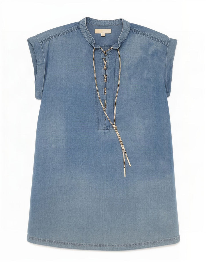 Abito a trapezio da donna Michael Kors UK 10 piccolo Lyocell blu