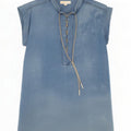 Abito a trapezio da donna Michael Kors UK 10 piccolo Lyocell blu