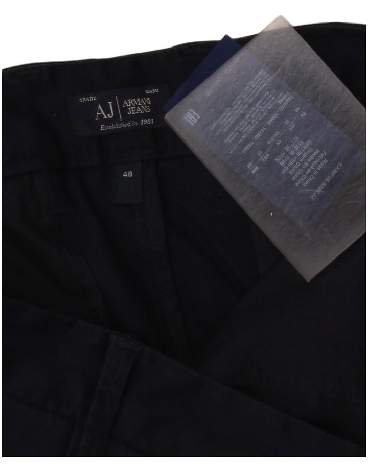 Pantaloni chino slim da uomo ARMANI IT 48 medio W32 L33 cotone blu navy
