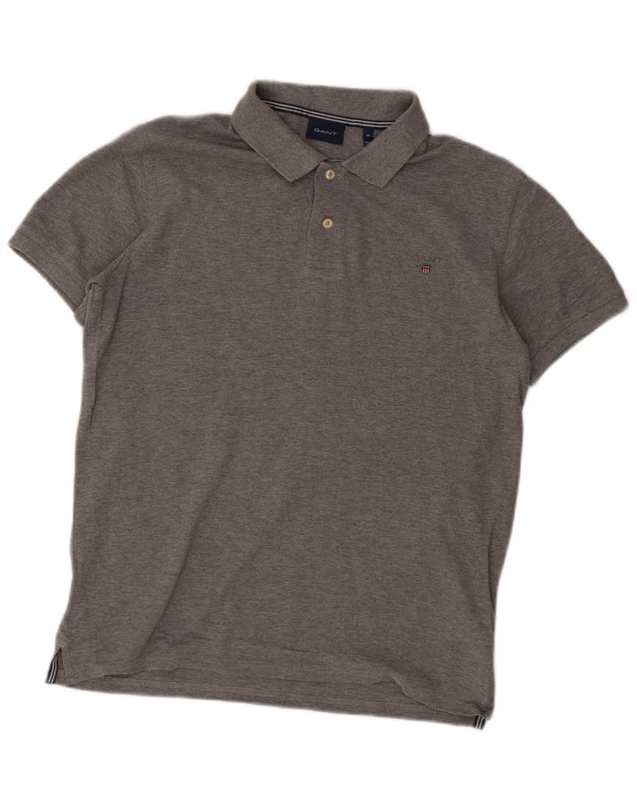 Polo da uomo Gant in cotone grigio medio