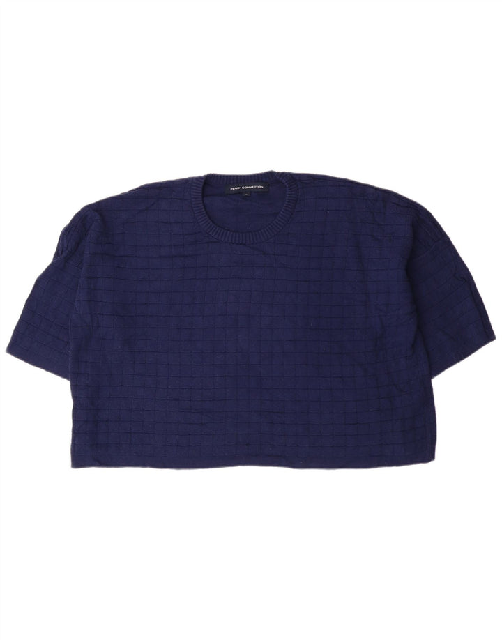 Maglione maglione girocollo da donna French Connection UK 14 Cotone blu medio