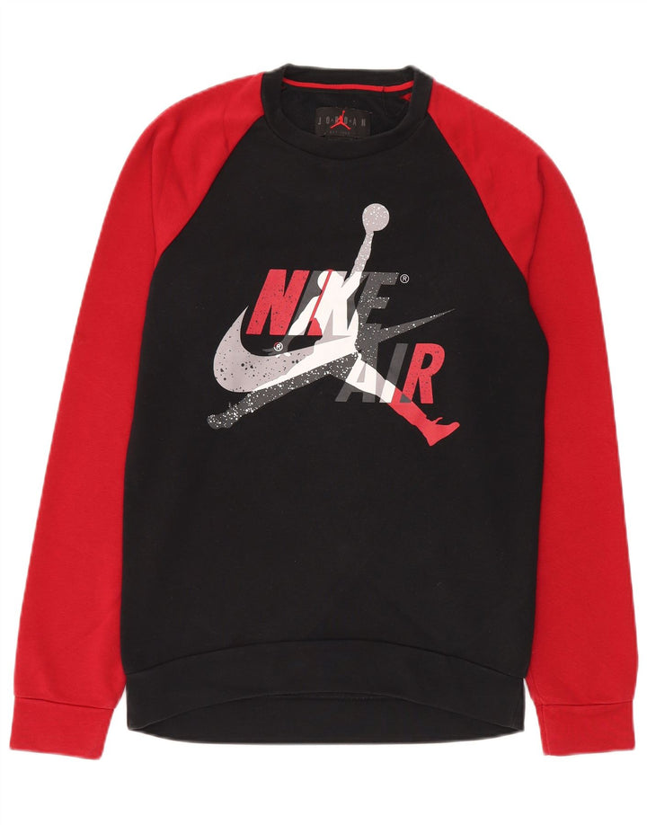Felpa con grafica Jordan da uomo, piccola, in cotone color block nero