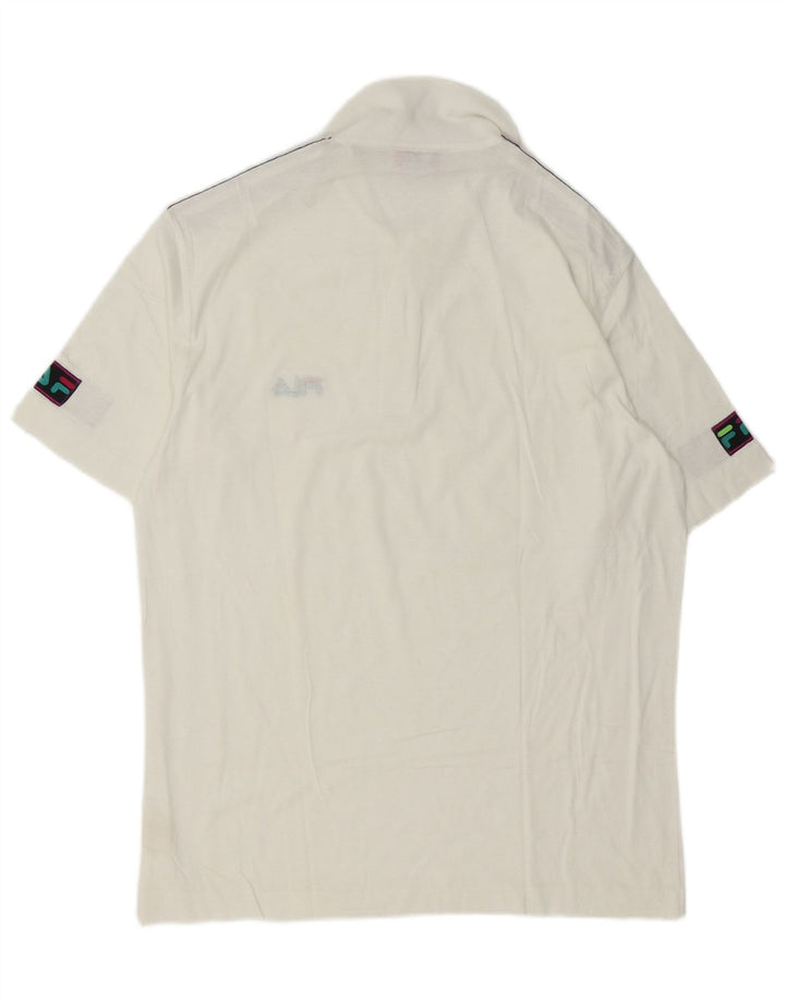 Polo grafica da uomo Fila IT 50 cotone color block bianco medio