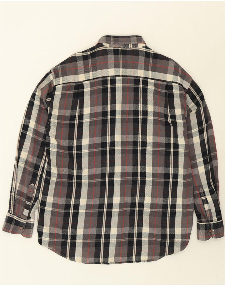 MOMENTI Mens Flannel Shirt Medium Grey Check Vintage Momenti and Second-Hand Momenti from Messina Hembry 