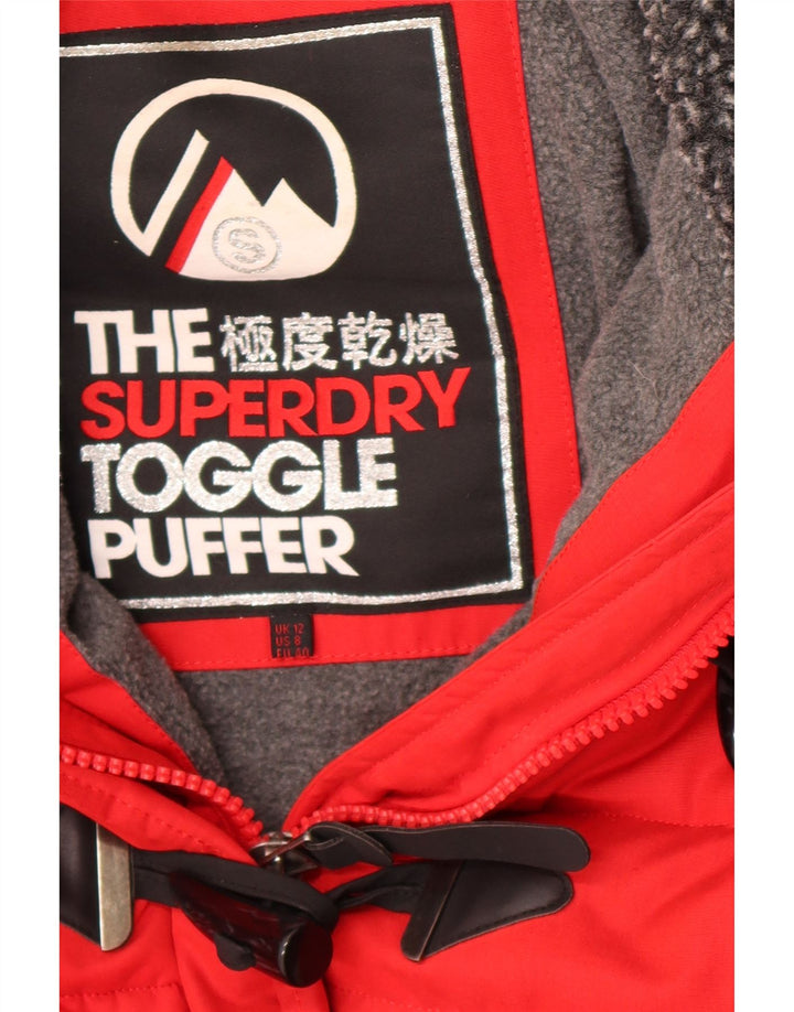 Giacca imbottita da donna Superdry The Toggle Puffer Graphic Padded UK 12 Medium Red