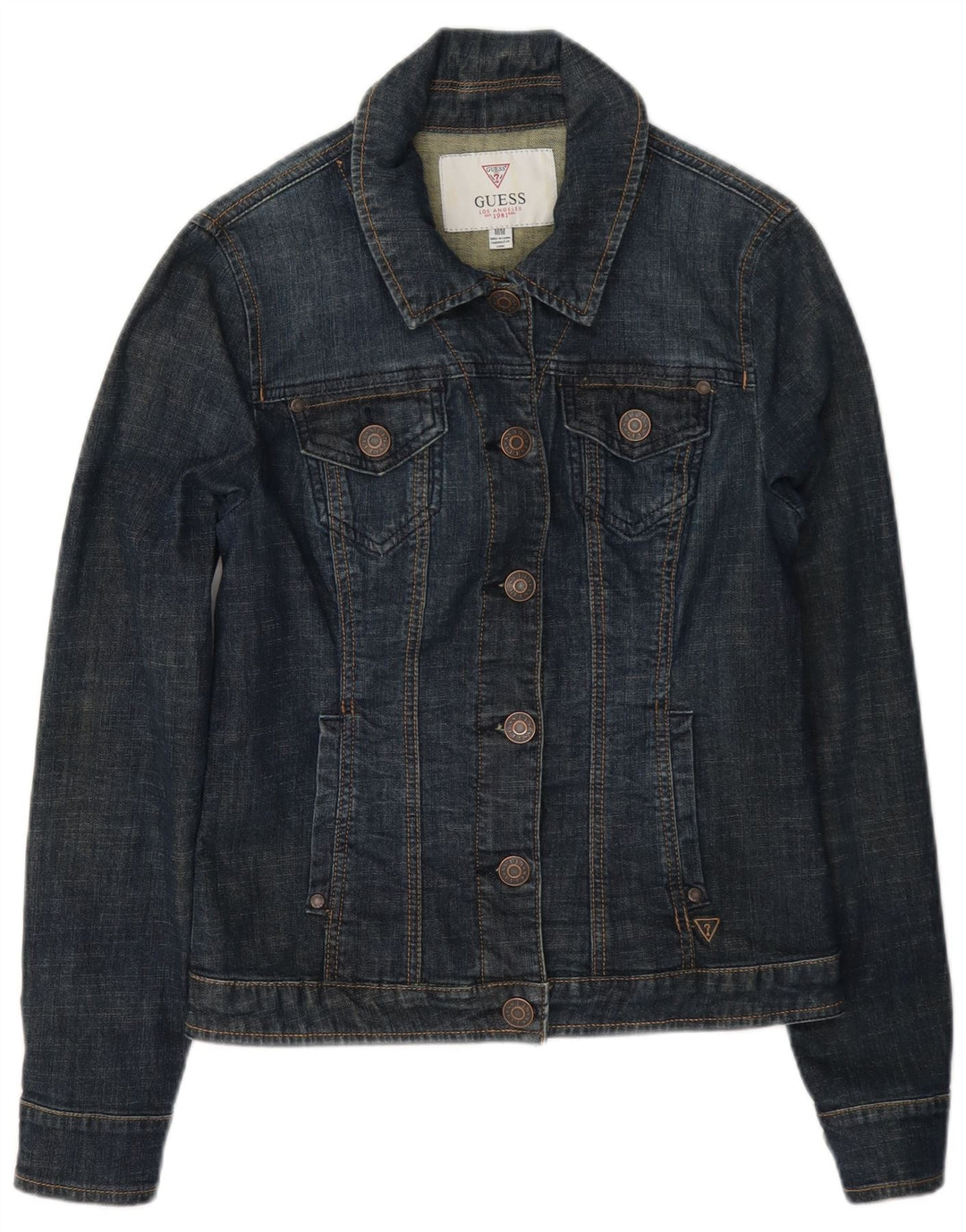 Giacca di jeans da donna Guess UK 8 Small Blu Navy Cotone