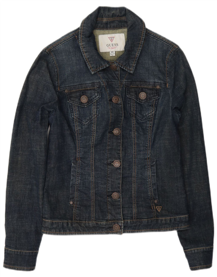 Giacca di jeans da donna Guess UK 8 Small Blu Navy Cotone