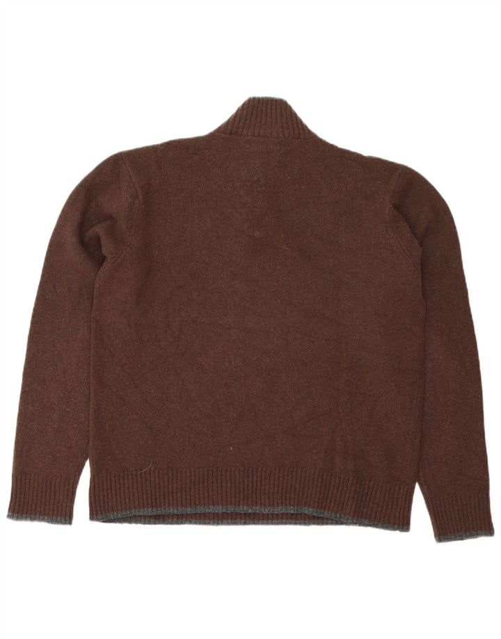 Fila Uomo Maglione con zip sul collo Maglione grande lana d'agnello marrone