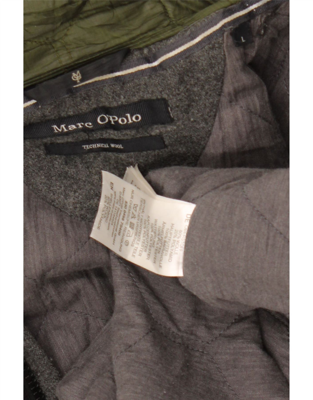 Marc O'Polo Mens Hooded Padded Jacket UK 40 Large Grey Wool
