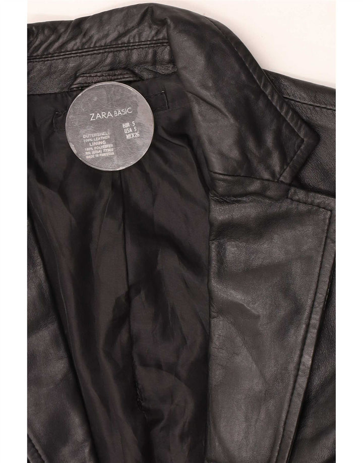 Giacca blazer in pelle da donna a 2 bottoni Zara UK 10 piccola nera
