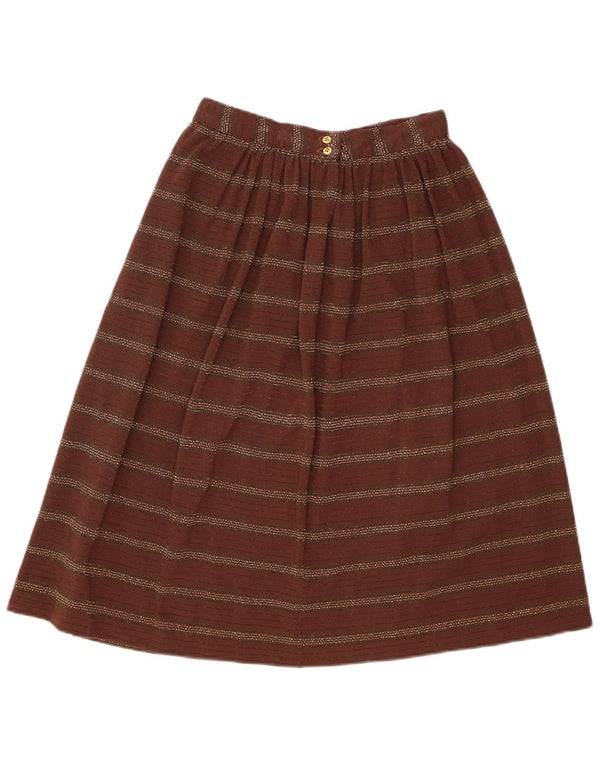 Gonna a trapezio vintage da donna W26 piccola a righe marroni