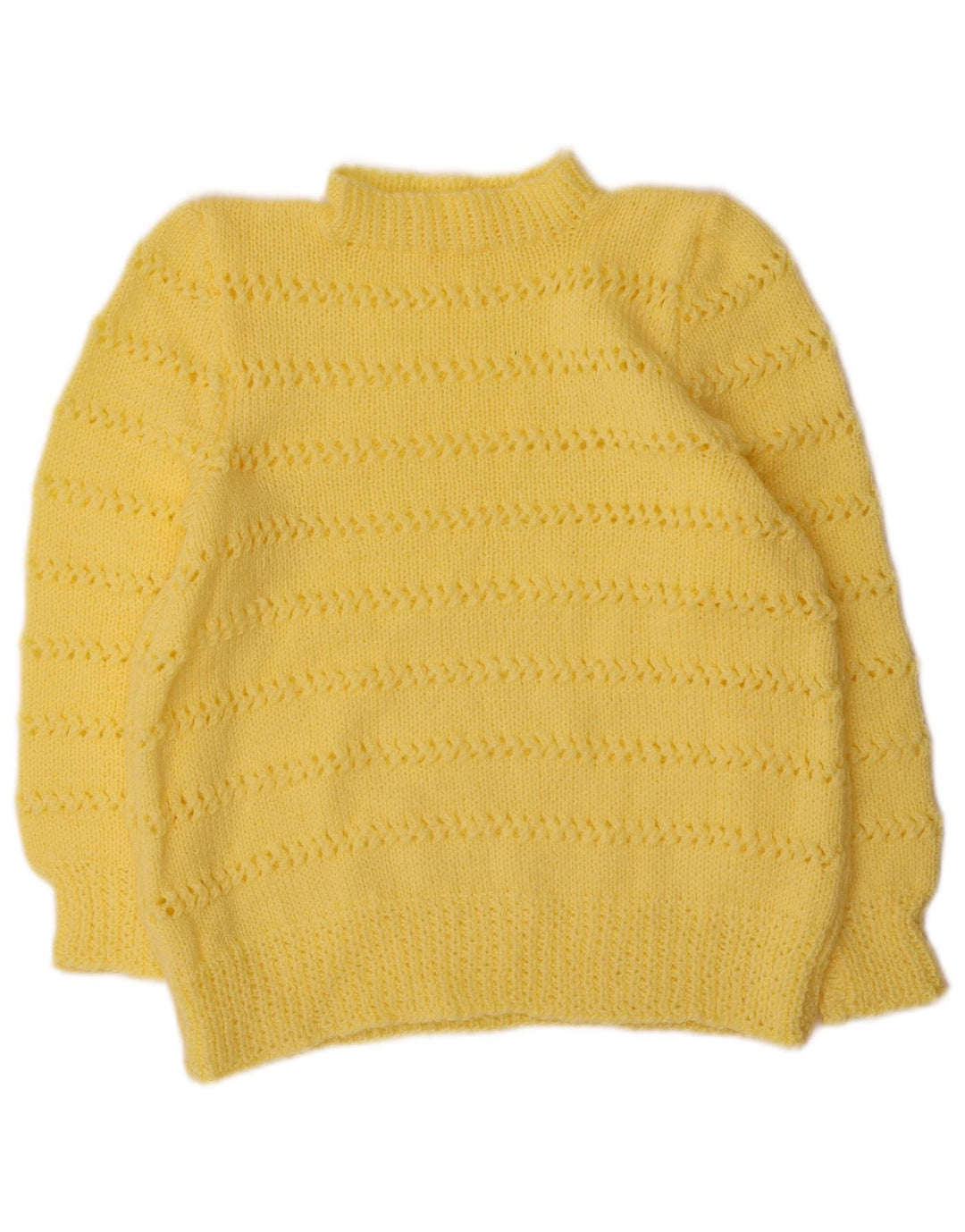 Maglione maglione vintage da donna con collo dolcevita UK 14 grande giallo