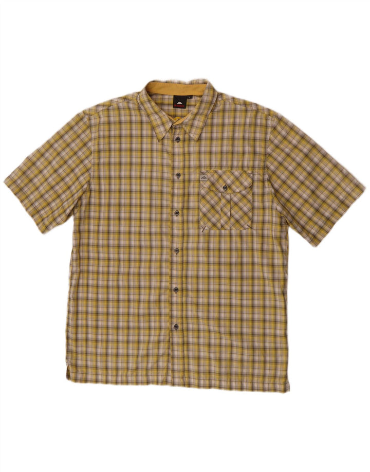 McKinley Camicia a maniche corte da uomo in poliestere a quadri gialli grandi