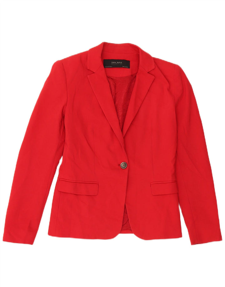 Giacca blazer a 1 bottone da donna Zara UK 10 piccola in cotone rosso