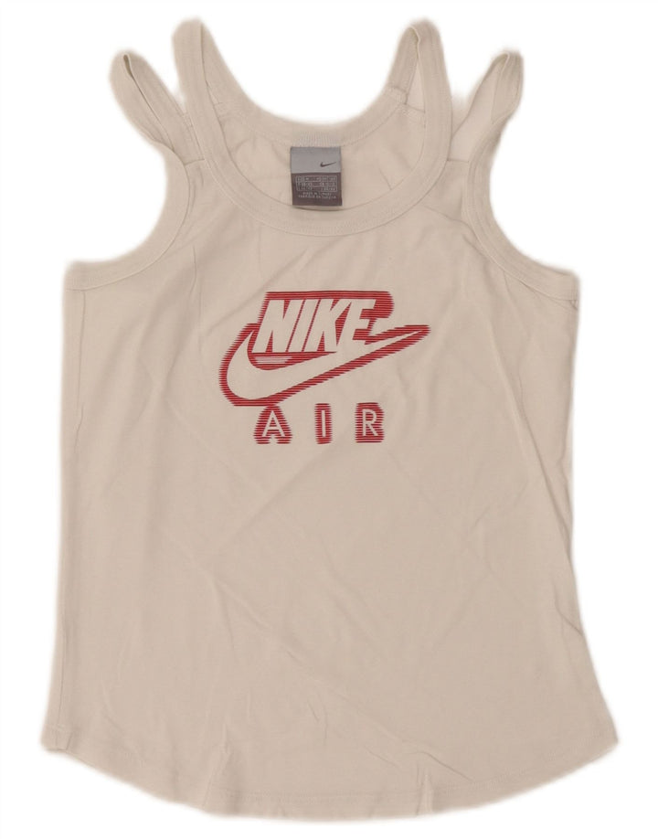 Canotta grafica corta Nike da donna UK 10/12 bianco medio