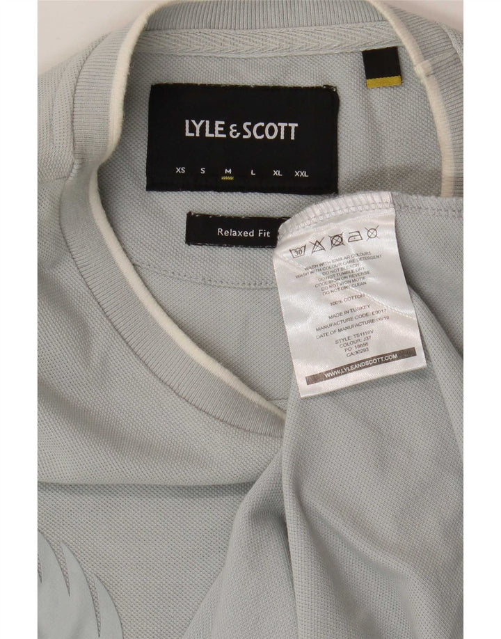 Lyle & Scott T-shirt grafica da uomo con vestibilità rilassata, top in cotone blu medio