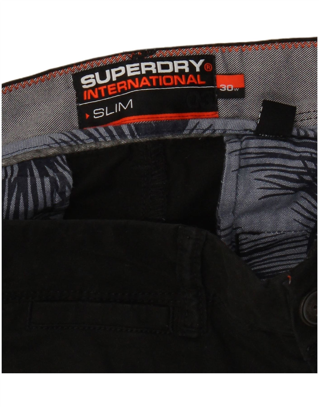 Pantaloncini chino slim da uomo Superdry W30 cotone nero medio