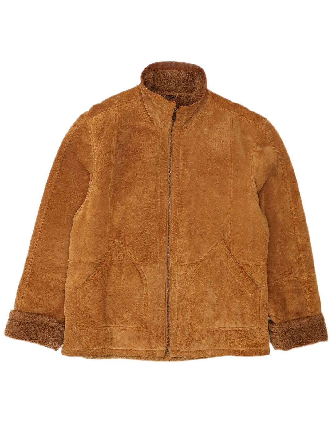 Giacca da uomo in pelle scamosciata Sherpa John F Gee IT 50 grande in pelle beige