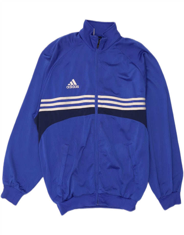 Giacca da tuta da uomo Adidas UK 42/44 Large Blu Colourblock Poliestere