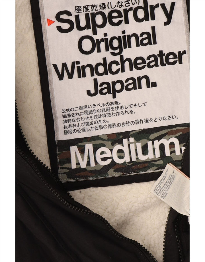 Giacca a vento con cappuccio da uomo Superdry Windcheater UK 38 media nera