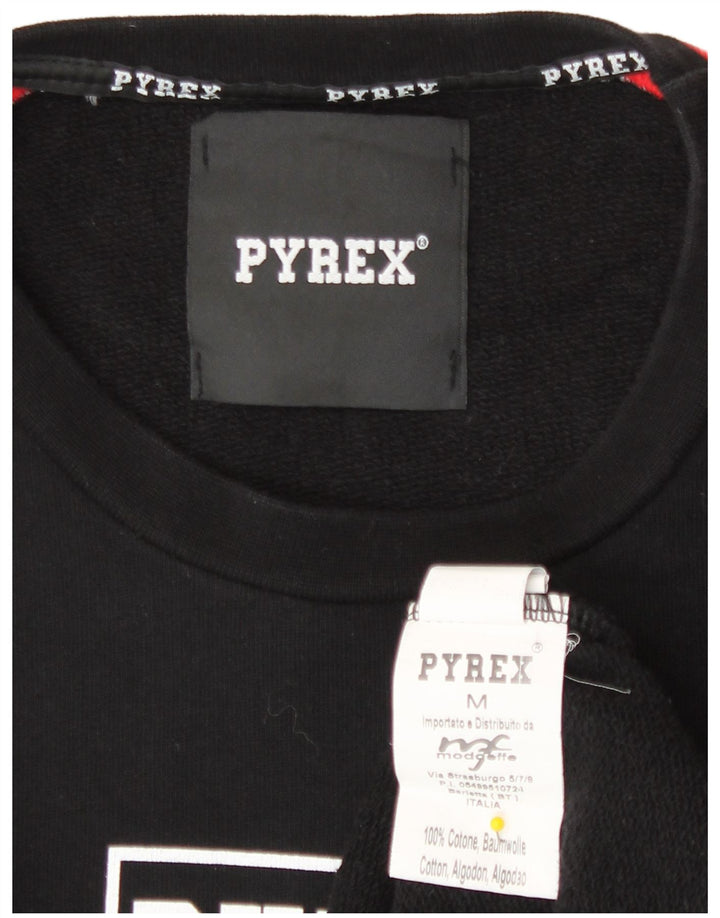 Pyrex Felpa grafica da uomo Maglione medio nero in cotone color block