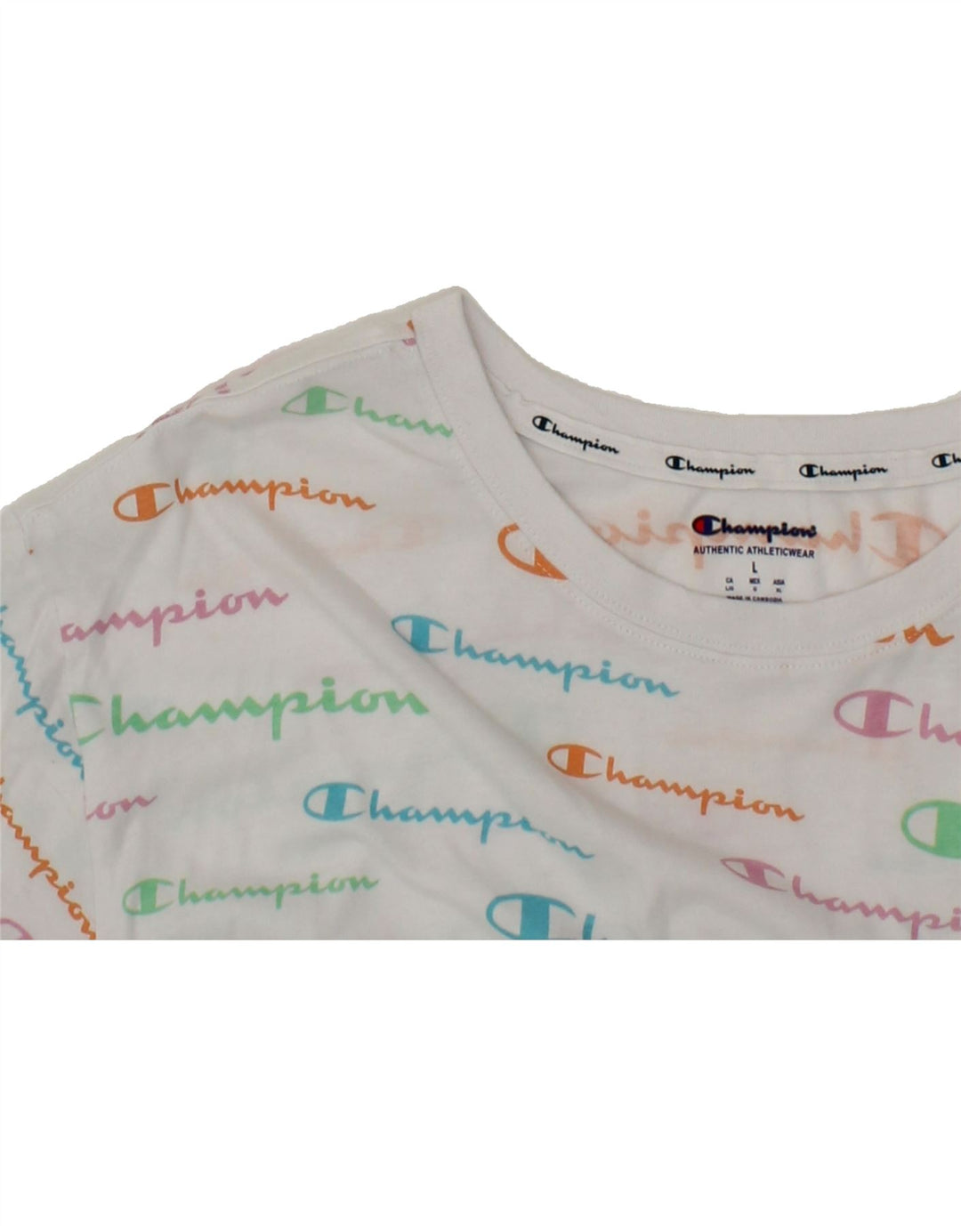 CHAMPION Womens Oversized Graphic T-Shirt Top UK 16 Large Multicoloured Vintage Champion and Second-Hand Champion from Messina Hembry 