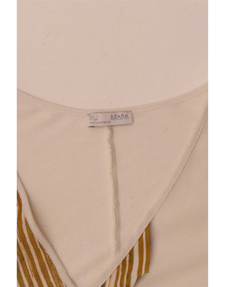 Camicetta senza maniche da donna Zara UK 14 Colorblock bianco medio
