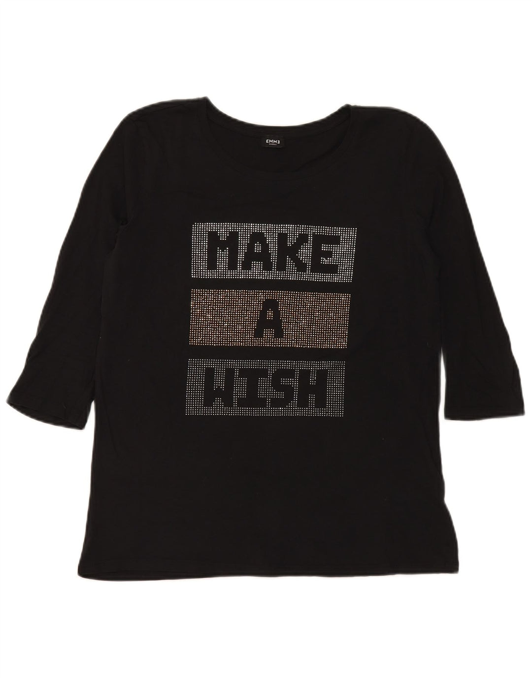 Top grafico EMME da donna Marella manica 3/4 UK 12 medio nero