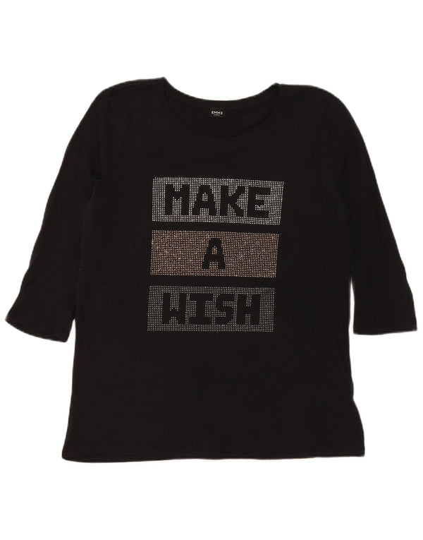 Top grafico EMME da donna Marella manica 3/4 UK 12 medio nero