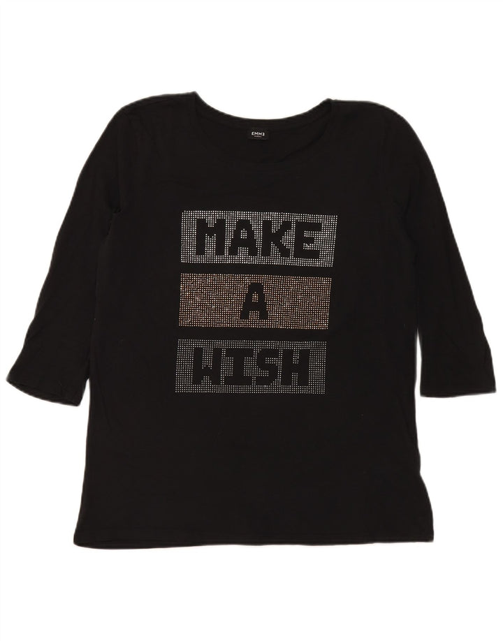 Top grafico EMME da donna Marella manica 3/4 UK 12 medio nero