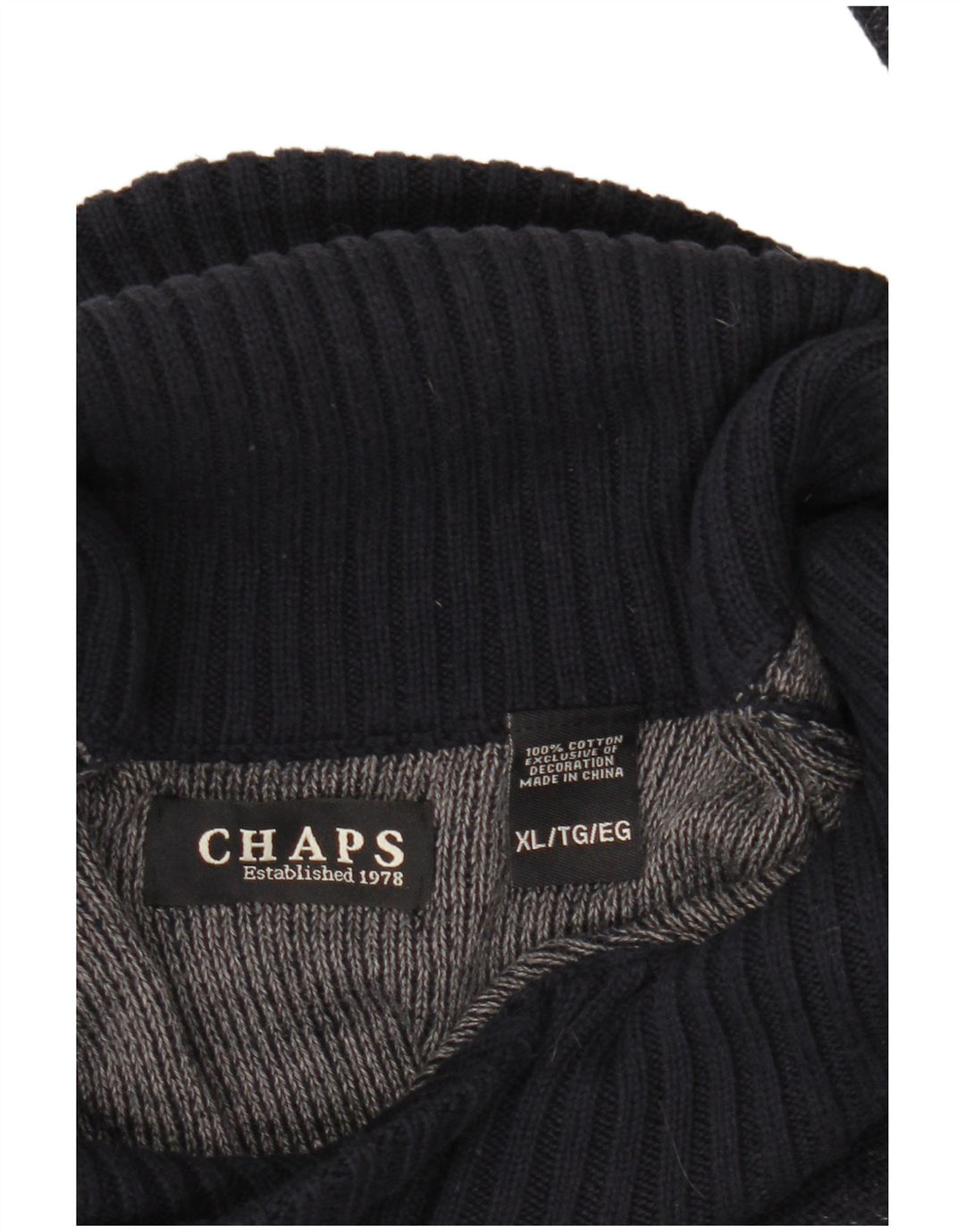 CHAPS Maglione da uomo con collo a scialle XL blu navy screziato