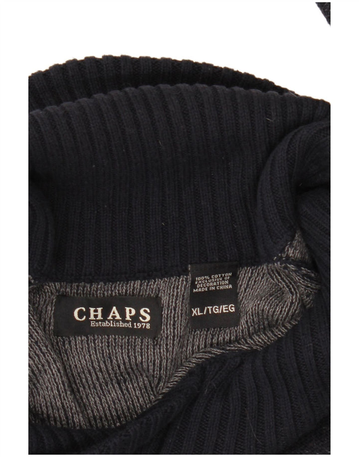 CHAPS Maglione da uomo con collo a scialle XL blu navy screziato