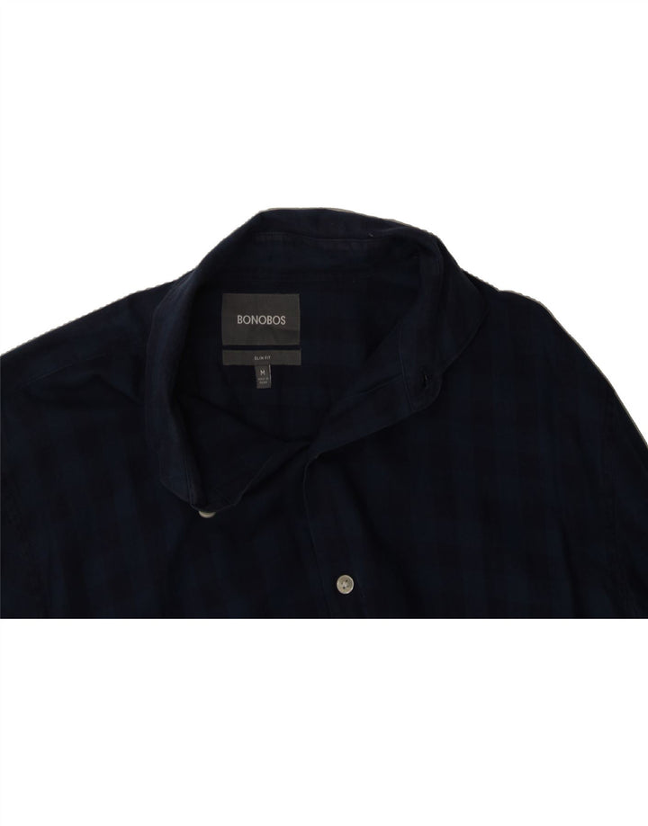 BONOBOS Mens Flannel Shirt Medium Navy Blue Gingham Cotton Vintage BONOBOS and Second-Hand BONOBOS from Messina Hembry 