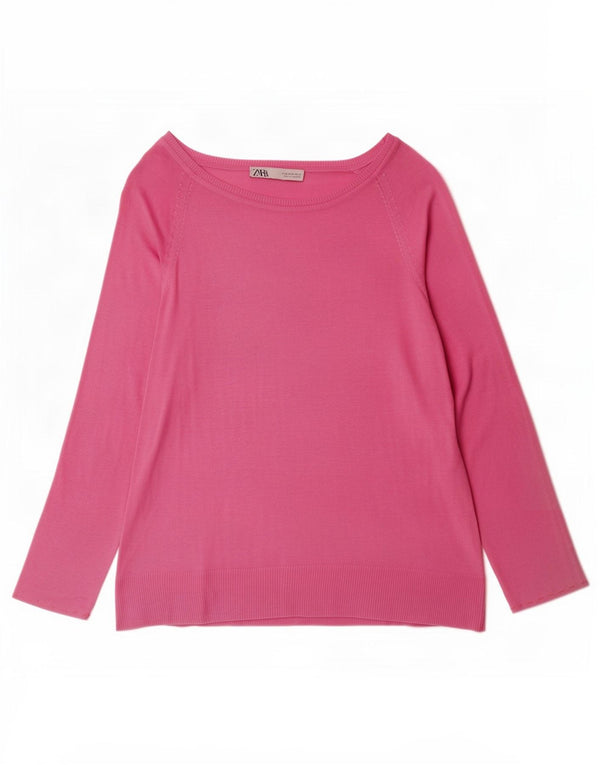 Top Zara Donna Manica 3/4 UK 14 Rosa Medio