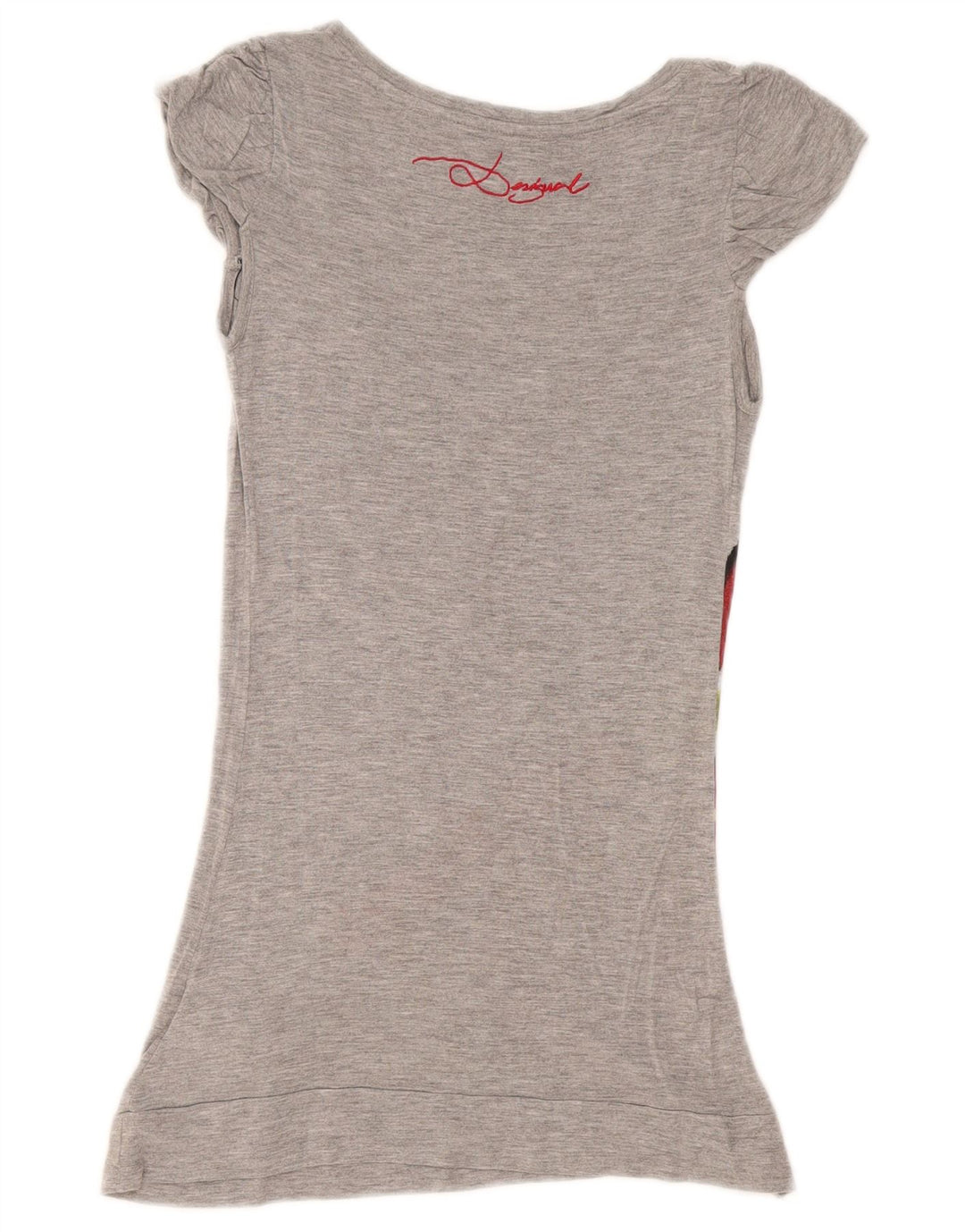 Desigual Womens Graphic Tunica Top UK 12 Viscosa grigio medio