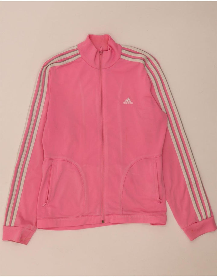 Adidas Womens Tracksuit Top Jacket UK 16 Large Pink Polyester