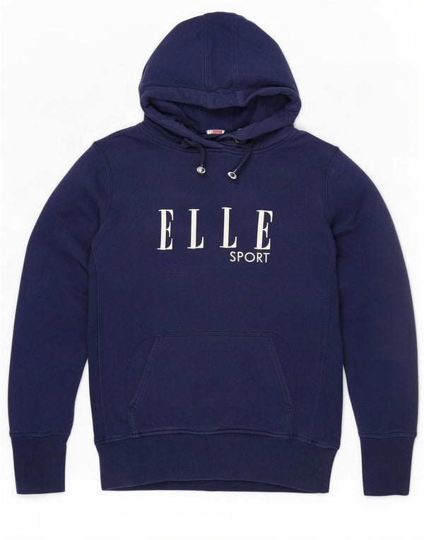 Maglione con cappuccio grafico da donna Elle Sport UK 14 Large in cotone blu navy