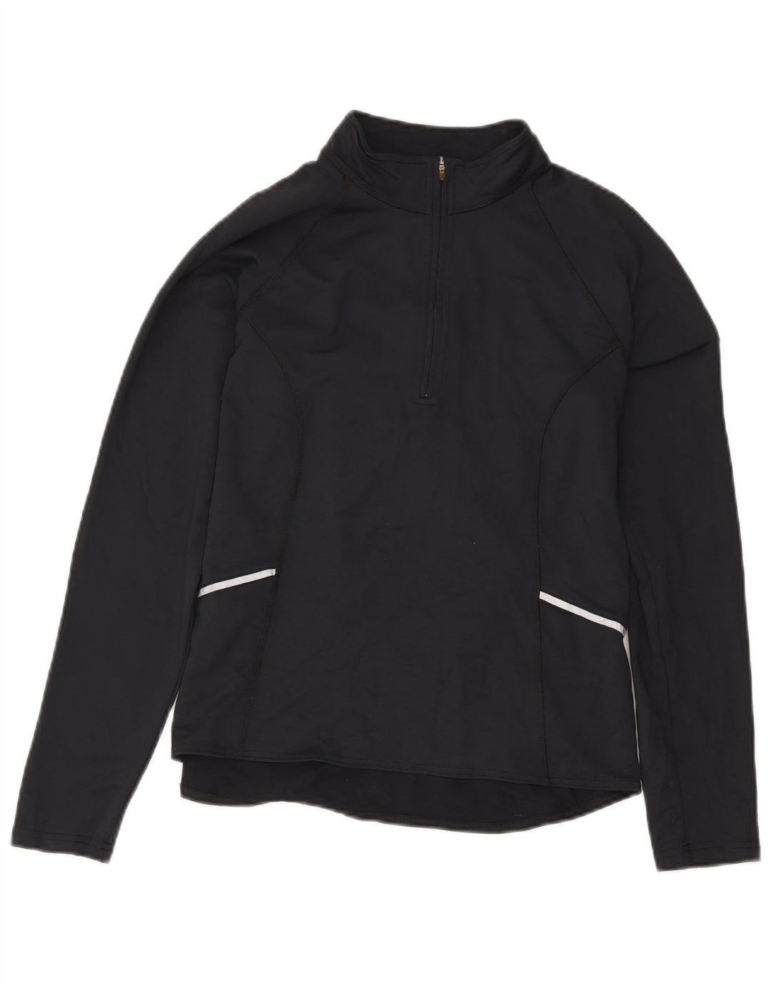 L.L.Bean Top da tuta pullover con zip e collo da donna UK 14 Nylon nero medio