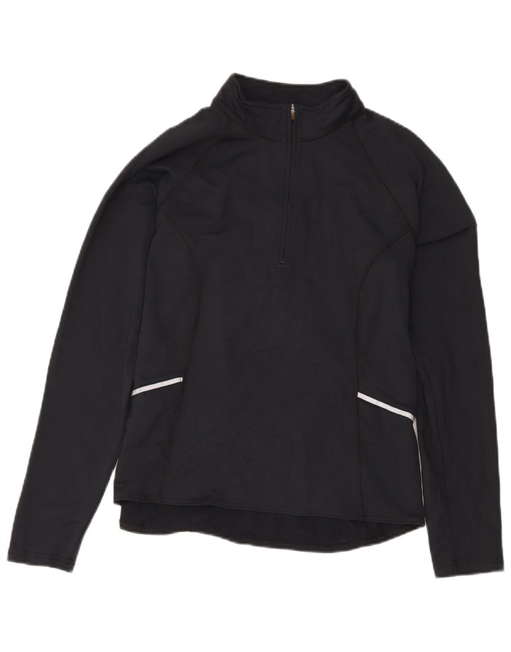 L.L.Bean Top da tuta pullover con zip e collo da donna UK 14 Nylon nero medio