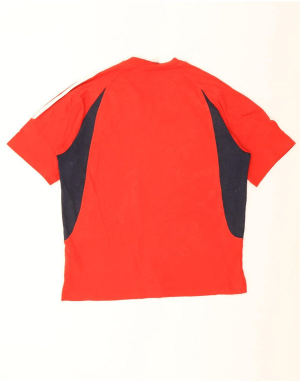 Adidas Mens T-Shirt Top Large Red Colourblock Cotton
