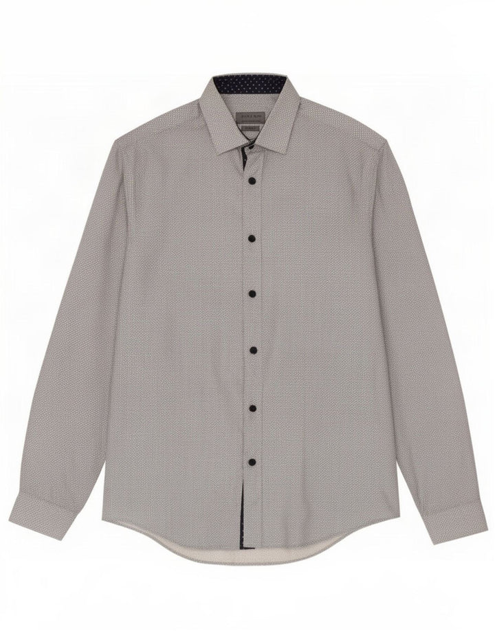 Camicia Zara da uomo slim fit in cotone geometrico grigio medio