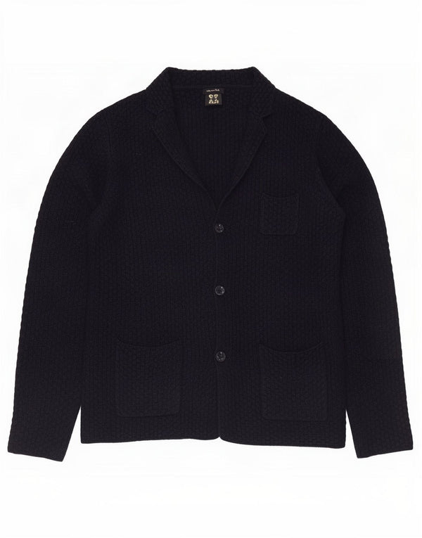 Maglione cardigan da uomo Massimo Dutti XL in cotone blu navy