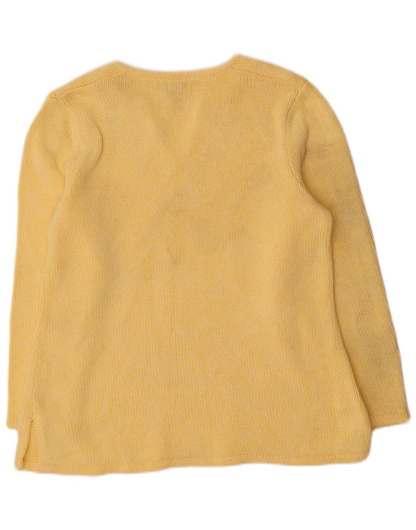 Maglione maglione con scollo a V da donna L.L.Bean UK 16 grande cotone giallo