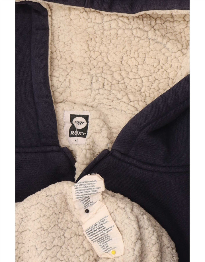Maglione con cappuccio e zip grafica da donna Roxy UK 6 XS poliestere blu navy