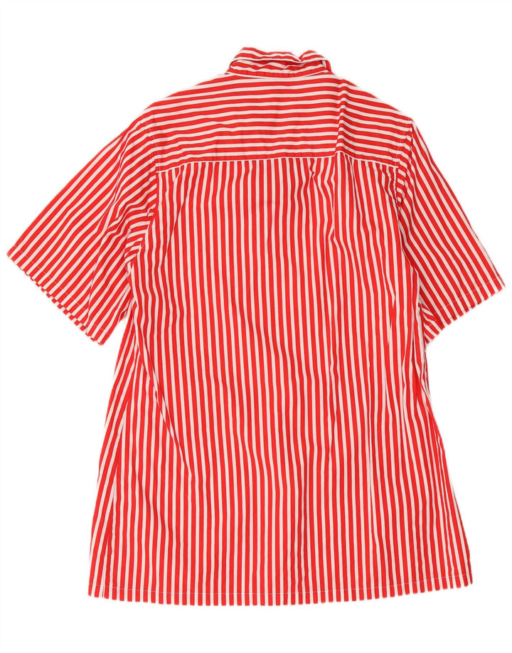 Abito a trapezio vintage da donna UK 14 cotone gessato rosso medio