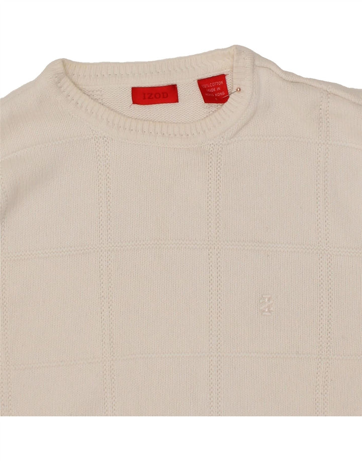 IZOD Mens Crew Neck Jumper Sweater Small White Cotton Vintage Izod and Second-Hand Izod from Messina Hembry 
