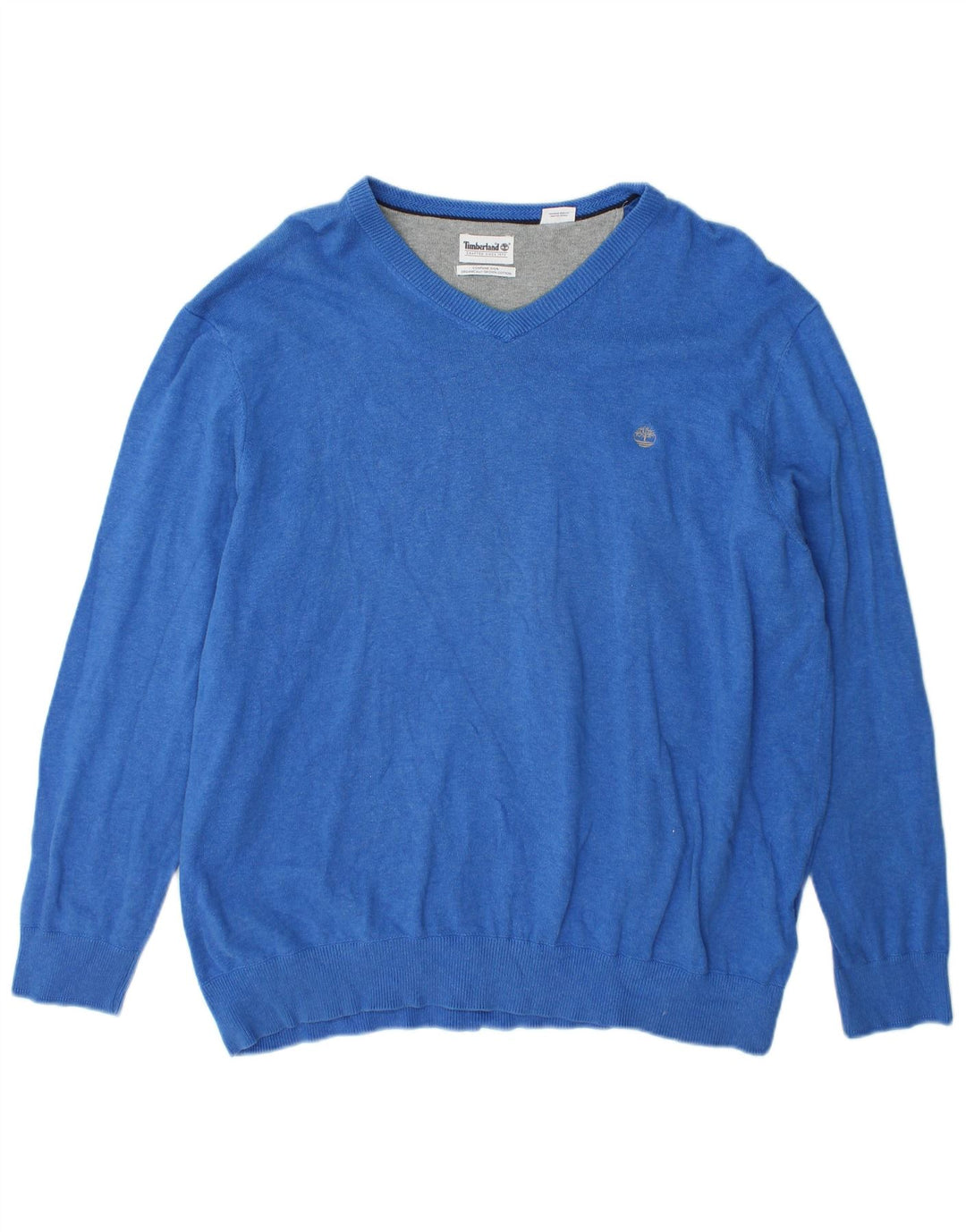 Maglione maglione con scollo a V da uomo Timberland 2XL cotone blu