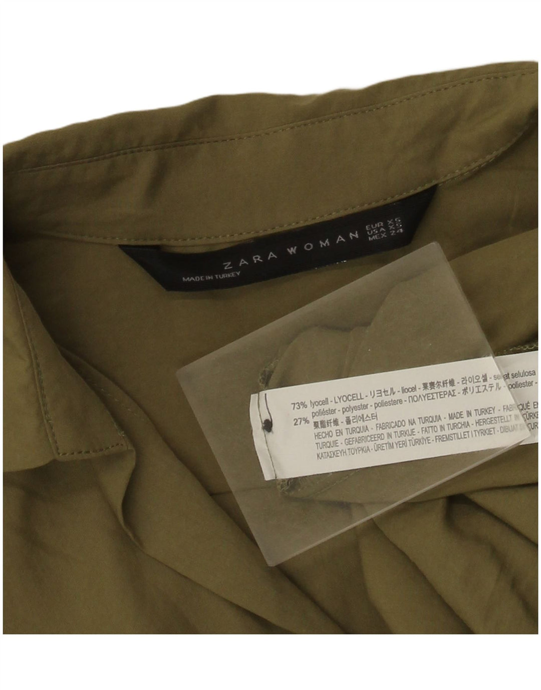 Maglia pullover oversize con maniche a 3/4 da donna Zara UK 6 XS Lyocell kaki