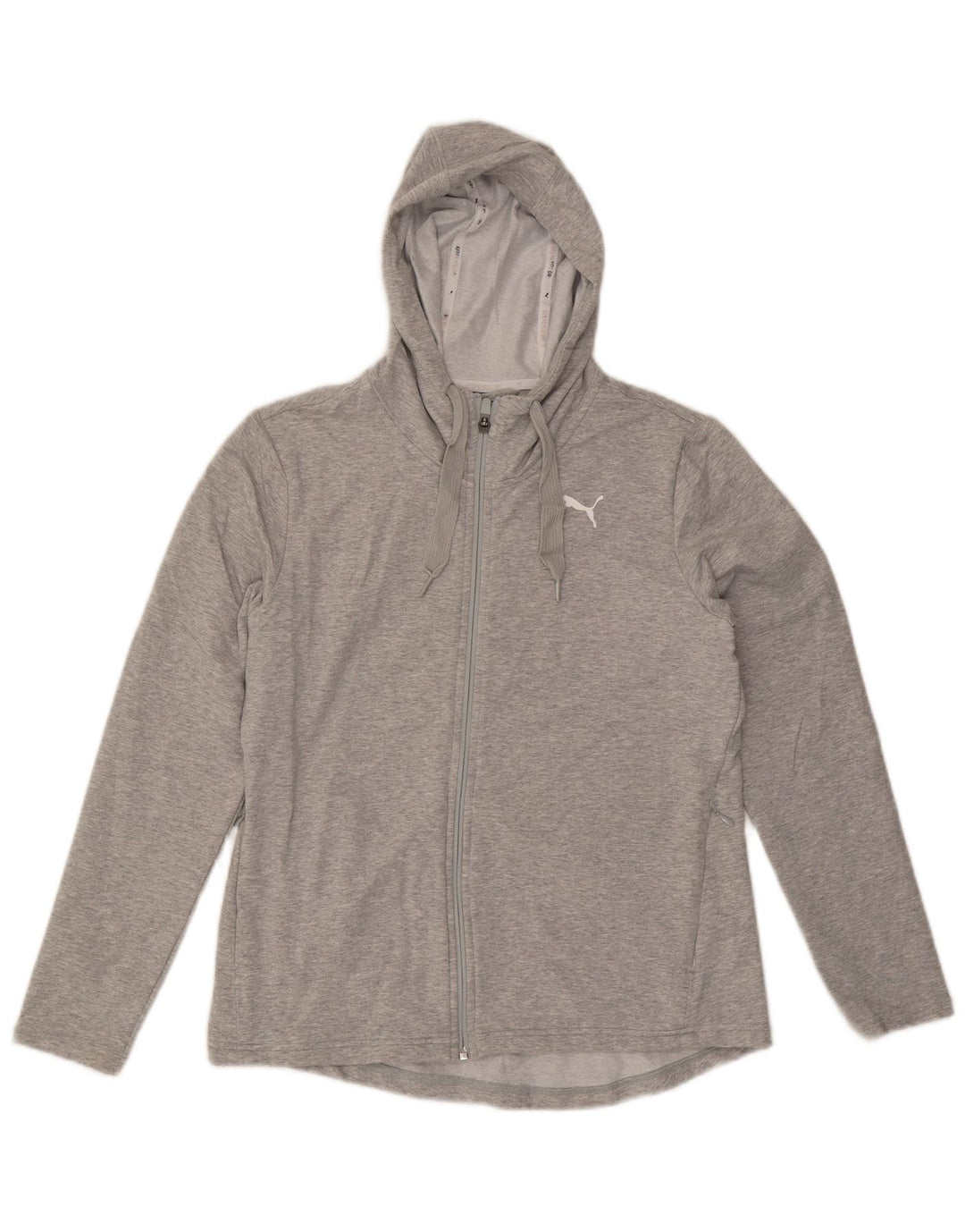 Felpa con cappuccio e zip grafica PUMA da donna UK 12 Cotone grigio medio